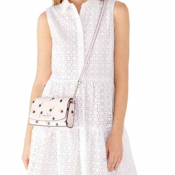 ♠️♠️ Kate Spade Staci Pineapple Print Small Crossbody Pink Multi NWT - Picture 2 of 7